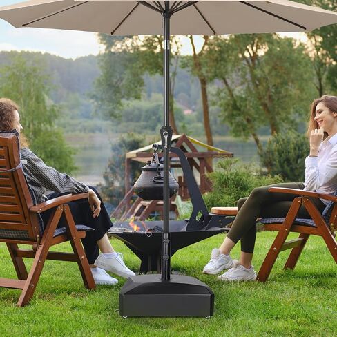 55 lb Capacity Umbrella Base Stand,Fillable Round Sunburst Plastic Patio Umbrella Base, Pole Holder for Outdoor,Lawn,Garden,Yard,Deck,Adjustment Knob(Black). in Saudi Arabia