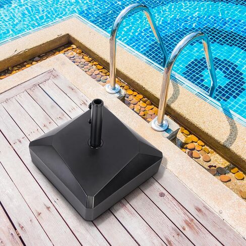 55 lb Capacity Umbrella Base Stand,Fillable Round Sunburst Plastic Patio Umbrella Base, Pole Holder for Outdoor,Lawn,Garden,Yard,Deck,Adjustment Knob(Black). in Saudi Arabia