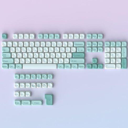 Custom PBT Keycaps ، ملف Matcha Green MOA ، تألق من خلال طباعة الجانب المزدوج للطلبة 136 مفتاح MOA Keycap تعيين 60 ٪ 65 ٪ 75 ٪ 100 ٪ لوحات مفاتيح الألعاب الميكانيكية in Saudi Arabia