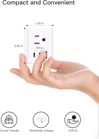 2 Pack European Travel Plug Adapter, International Power Plug Adapter with 3 Outlets 3 USB Charging Ports(2 USB C), Type C Plug Adapter Travel Essentials to Most Europe EU Spain Italy France Germany in Kuwait