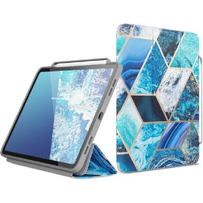 i-Blason Case for New iPad Pro 11 Inch 2018 Release, Cosmo Full-Body Trifold Stand Protective Case Cover with Auto Sleep/Wake & Pencil Holder, Blue, 11''