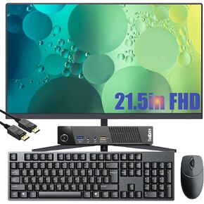 Lenovo ThinkCentre M93/M93p Tiny Desktop Computer with 21.5" FHD Monitor, Core i5-4570T, 16GB RAM, 256GB SSD, Wireless Keyboard ＆ Mouse, WiFi, BT Windows 10 Pro (Renewed)