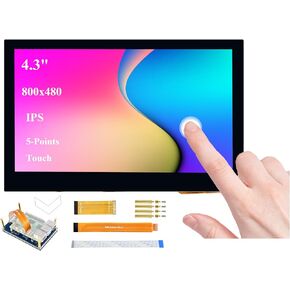 4.3inch DSI LCD Compatible with Raspberry Pi 5/4B/3B+/3B//3A+/2B/B+/A+/CM5/4/3+/3, 800x480 Resolution, 5-Points Capacitive Touch Screen IPS Display Monitor, MIPI DSI Interface