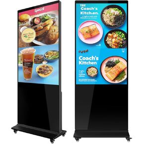 55 inch Digital Signage Kiosk 4K IPS LCD Screen Floor Standing Digital Kiosks Interactive Displays with WiFi HDMI/USB Input Auto AD Player, Android 11 System Advertising Media Player
