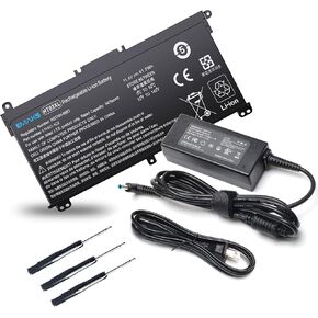 Battery HT03XL and UL Charger for HP Pavilion 14 14-CE 14-CF 14-CM 14M-DH 14-DQ 14-FQ:14m-dh1003dx 14-dq0040nr 14-cf2112wm cf1015cl 15-CW 15-DA 15-DB 15-DW 15-EF 17-by 17-CA Battery Adapter