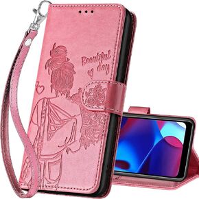 for Motorola Moto G Pure Wallet case, Flip Folio Cover with Stand Feature for Women Men, PU Leather Phone Case Fit for Motorola Moto G Pure [Black]
