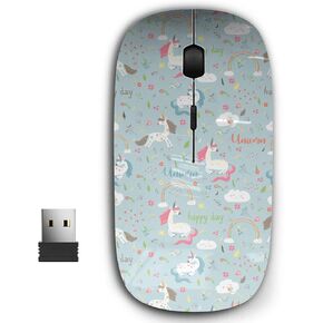 2.4G Ergonomic Portable USB Wireless Mouse for PC, Laptop, Computer, Notebook with Nano Receiver (Girl Unicorn)