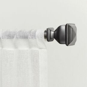 Exclusive Home Napoleon 1" Curtain Rod and Coordinating Finial Set, Matte Black, Adjustable 36"-72"
