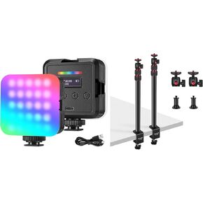 NEEWER Magnetic RGB Video Light, 360° Full Color RGB61 LED Camera Light CRI 97+/20 Scene Modes/2500K-8500K Portable Photography Selfie Lighting, 2PCS Extendable Camera Desk Mount Included