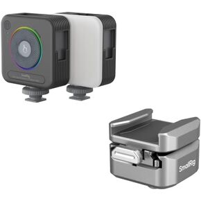 SmallRig P108 RGB Video Light and HawkLock H18 Quick Release Support with Cold Shoe