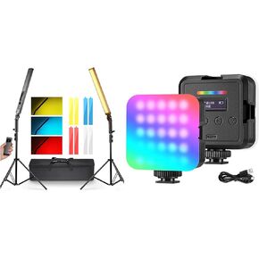 Neewer Upgraded LED Video Light Stick & 2.4G Remote Kit, 2 Pack Handheld with Magnetic RGB Video Light, 360 Full Color RGB61 LED Camera Light for YouTube Studio Photography Video Shooting YouTube