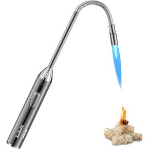 Long Grill Lighter,Refillable Butane Lighter,Windproof Flexible with Visual Fuel Window for Candles Grill BBQ Fireplaces Kitchen Camping(Butane Gas Not Included)