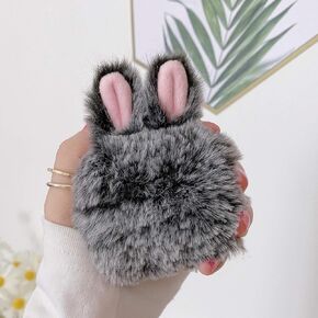 Guppy Compatible with AirPods Pro Furry Bunny Case Girls 3D Cartoon Cute Rabbit Ears Plush Fluffy Warm Carrying Case Soft Protective Case Cover Accessories for AirPods 3 Pink, QL2358-Airpods3-2