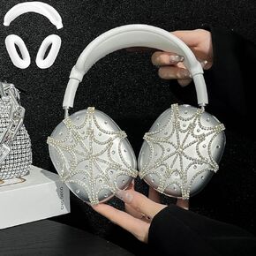 Bling Spider for AirPods Max Cover - 3 in 1 Luxurious Rhinestones Glittering Web Headphones Case for AirPods Max Ear Cups Cover Protective Accessories with Sweat-Proof Ear Pad Covers/Headband Covers