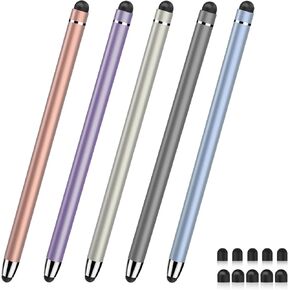 Stylus(5Pcs), 2 in 1 Stylus Pen for Touchscreen,High Sensitivity & Precision Stylus for iPad/iPhone/Android/Tablets and All Touch Screens with 10 Replacement Rubber Tips