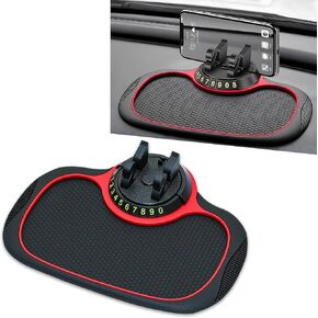 Car Phone Holder with Anti-Slip Mat, Muti-Purpose Dashboard Protection Pad, 360° Rotatable Cell Phone Holder with Temporary Parking Number, Universal Car Phone Mount for Most Cars (Black)