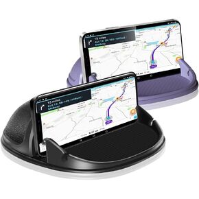 Loncaster Car Phone Holder, Black & Purple Car Phone Mount Silicone Car Pad Mat for Various Dashboards, Slip Free Phone Stand Compatible with iPhone, Samsung, Android, GPS Devices and More
