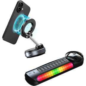 Upgraded 360° Vacuum Magnetic Phone Holder & Solar Smart Car Air Freshener with Auto On/Off, Aluminum Alloy Body,3 Adjustable Concentration Black