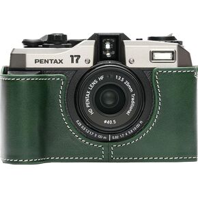 for Pentax 17 Case, Handmade Genuine Real Leather Half Camera Case Bag Cover for Pentax 17 Film Camera With Hand Strap (Coffee)