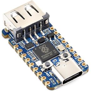 RP2350A USB Mini Development Board, Based On Official RP2350A Dual-Core & Dual-Architecture Microcontroller up to 150 MHz, Onboard USB Ports, Castellated Module, Suitable for SMD Applications