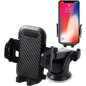 Dash Mount Phone Holder, Black, Compatible with All 4-7 inch Smartphones and Note Series, Easy DIY Installation, Stability and Reliability