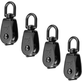 Antrader Single Pulley Block,4Pcs M25 Pulley Block 304 Stainless Steel Lifting Wire Crane Pulley Roller Wire Rope Hanging Wire Towing Wheel,Black