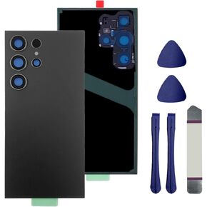 Galaxy S24 Ultra Back Glass Replacement Compatible with Samsung Galaxy S24 Ultra 5G Rear Back Glass Cover Replacement with Pre-Installed Camera Lens and Adhesive + Repair ToolKits(Light Gray)