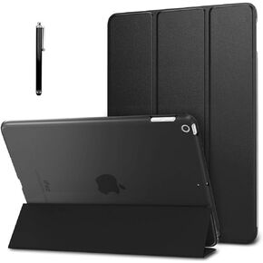 Faux Leather Smart Flip Case Cover for Apple iPad 10.2" 9th Gen (2021) / 8th Gen / 7th Gen with Stylus Pen, Black