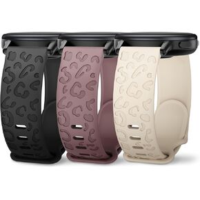 3 Pack 22mm Leopard Engraved Watch Bands Compatible With Garmin Vivoactive 4/Venu 3/Venu 2, Cheetah Silicone Strap Replacement for Forerunner 965/955/945/265/255/255 Music