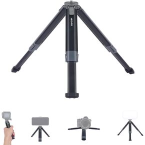 Metal Desktop Extension Tripod, Adjustable 2-Stage Height & Angle Compact Stand with 1/4" Screw for DSLR Camera Gimbal Phone Mount LED Light - All-Metal-74007