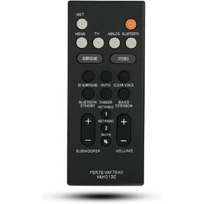 Replacement Remote for Yamaha YAS-103 YAS-105 YAS-106 YAS-107 ATS-1070 YAS-203 YAS-207 ATS-1030 ZV28960 ZV289600 FSR78 ATS 1060 Remote, Black Home Theater Speaker Replacement Soundbar