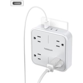 Multi Plug Outlet Extender, TESSAN Surge Protector Splitter with 3 USB (1 USB C Port) Wall Charger, Multiple Expander for Travel, Home, College Dorm Room