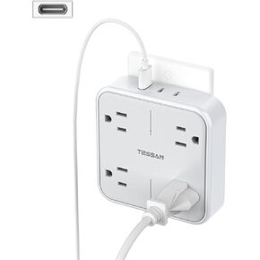 Multi Plug Outlet Extender, TESSAN Surge Protector Splitter with 3 USB (1 USB C Port) Wall Charger, Multiple Expander for Travel, Home, College Dorm Room in Saudi Arabia