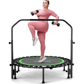 ANCHEER Mini Exercise Trampoline Foldable 40" Adjustable Trampoline Rebounder, Fitness Trampoline with Handle for Indoor/Garden/Workout Cardio, Max Load 450lbs