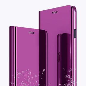 ZYZX Case for Samsung Galaxy S22 Ultra for Women, Makeup Mirror PU Leather Clear Flip Cover with Kickstand Full Body Protective Case for Galaxy S22 Ultra QH Black