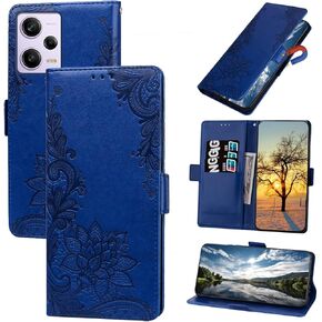 Wallet Phone Case for Redmi A1, Wallet Case for Redmi A2,Lace Flower PU Leather Case with Double Buckle and Cash Card Slots Holster for Redmi A2/Redmi A1,LSSK Rose Gold