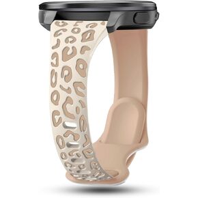 Leopard Engraved Slim Silicone Watch Bands Compatible with Garmin Vivoactive 5/Vivoactive 3/Venu/Venu Sq, 20mm Cute Thin Soft Strap Wristband for Garmin Forerunner 55/165/245/645 Women Men