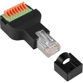 QIANRENON RJ45 Male Quick Connect Solderless Adapter RJ45 Male to 8Pin Crimp Terminal Network Connector RJ45 Spring Crimp Terminal Plug, for Quick Field Installation of CAT6A Ethernet Patch Cable