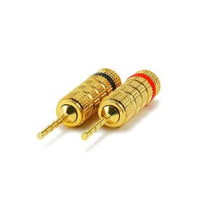 Monoprice 1 Pair of Gold Plated Speaker Pin Plugs, Closed Screw Type
