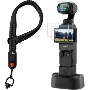 CYNOVA Non-Slip Desktop Mount for DJI Osmo Pocket 3, with Screen Protector(2 Set)+Wrist Straps