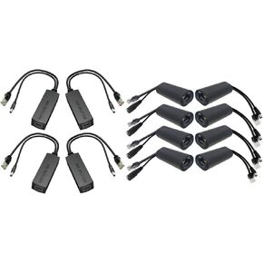 4-Pack PoE Splitter 12V 1.2A and 4-Pair Gigabit Passive PoE Adapter Kit Bundle
