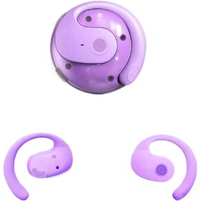 Wireless Bluetooth Earbuds/Headphones, Ball Shape Charge Case, Bluetooth 5.4 with Built-in Mic, Flexible Earhook for Sports, Work, Travel, Easy to Carry [Purple]