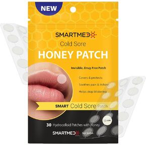 SMARTMED Smart Cold Sore Patch Honey - 30 ct 12mm - Fever Blister Treatment - Conceals Protects Soothes & Hides Cold Sores - Invisible Bandages - Helps Soothe Itching Burning