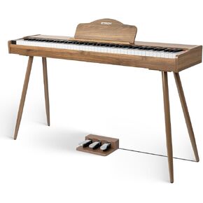 STRICH Digital Piano 88 Keys, Hammer-Action Weighted Keyboard, Full size Electric Piano Keyboard with Furniture Stand, 25Wx2 Speakers, Supports USB-MIDI/Wireless Connect, SDP-300WN (Color Walnut Wood)