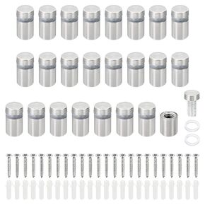 PATIKIL 5/8 x 2.4 inch Sign Standoff Screws, 24 Set Stainless Steel Wall Standoff Mounting Hardware Advertising Glass Nail for Hanging Acrylic Picture Frame Acrylic Panel, Silver