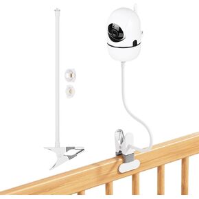 Baby Monitor Mount for HelloBaby HB65/HB6550/HB6558 & ANMEATE SM935E/SM650 – No-Drill Adjustable Crib Camera Holder with 360° Flexible Arm, Secure Clip & Strap for Nursery, Dresser, Shelf