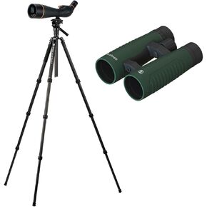 FotoPro 25-75x100 Spotting Scope with X-GO Plus E 2 4-Section Carbon Fiber Tripod, Bundle with 10x42mm Excursion Roof Prism Binoculars