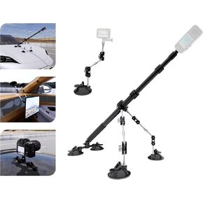 Suction Cup Car Mount Kit, Adjustable 360 Camera Mount with 44-inch Extendable Selfie Stick, Aviation Grade Aluminum Alloy Car Camera Mount for Insta360 X5