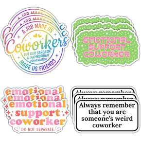 (12pcs) Emotional Support Coworker Stickers Coworking Cute Stickers Funny Quote Emotional Support Work Stickers Decals for Laptop Guitar Water Bottles Hard Hat Gifts