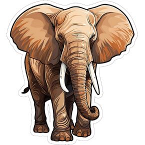 African Elephant Sticker 4 Inch - Waterproof Animal Vinyl Decal for Laptop Water Bottle Car Tumbler - Durable Aesthetic Long-Lasting Stickers for Adults ID44990